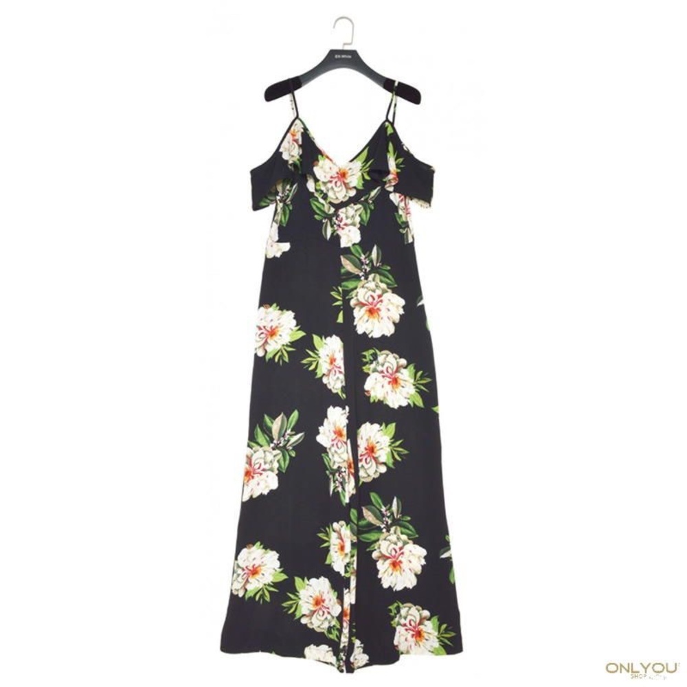 Elli White Floral Jumpsuit Size Medium
